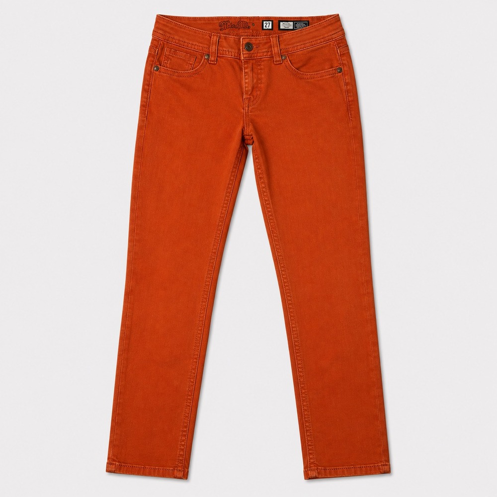 Miss Me Womens 27 Orange Skinny Jeans Mid Rise Embroidered Stretch Denim